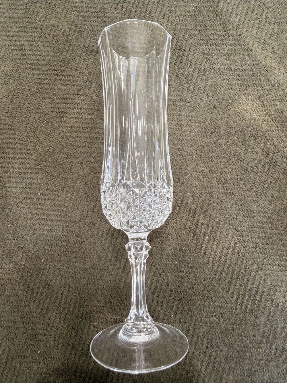 Cristal d’Arques Crystal “Longchamp”-Clear Cut Champagne Flutes - Set of 5